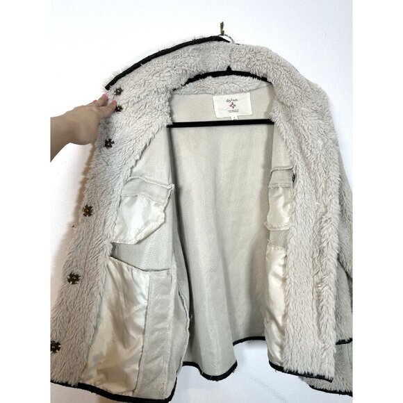 Dylan Clothing Los Angeles Womens Jacket Soft Faux Fur Snap Large Cream‎ Glam - Picture 9 of 12